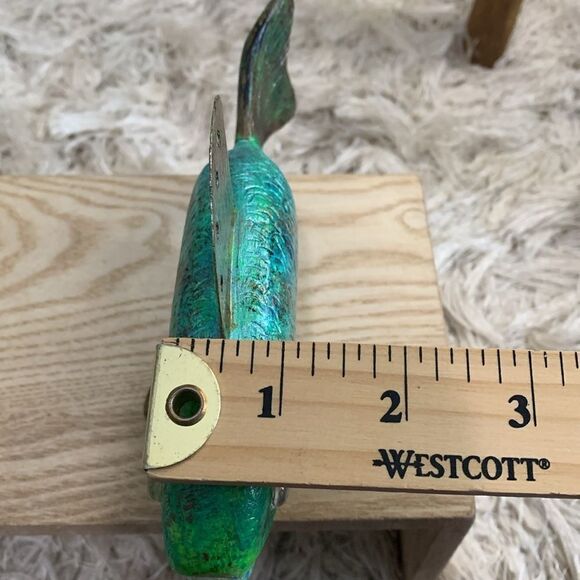 Handcrafted & Hand Painted Folk Art Wood & Metal Colorful Fish Spearing Decoy - Picture 16 of 17